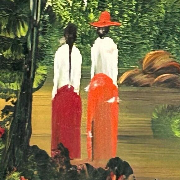 Interceramic Hand Painted Tile 8"x 8" Mexico Oil Painting Tropical Sunset Signed - Picture 4 of 6